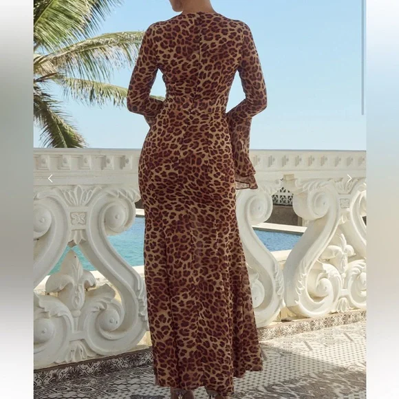 RUNAWAY THE LABEL SARI MAXI DRESS - LEOPARD PRINT sz xxl - Picture 4 of 9